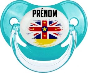 Drapeau effet pinceau Niue avec prénom : Sucette Physiologique personnalisée