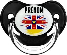Drapeau effet pinceau Niue avec prénom Sucete Physiologique Noir classique