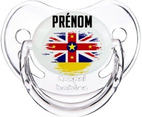 Drapeau effet pinceau Niue avec prénom Sucete Physiologique Transparent classique