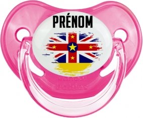 Drapeau effet pinceau Niue avec prénom Sucete Physiologique Rose classique