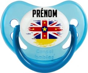 Drapeau effet pinceau Niue avec prénom Sucete Physiologique Bleue phosphorescente