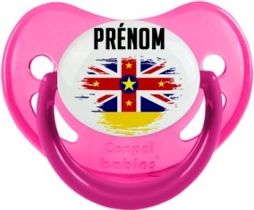 Drapeau effet pinceau Niue avec prénom Sucete Physiologique Rose phosphorescente