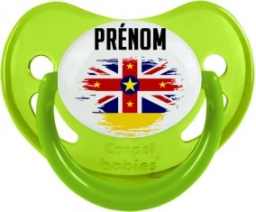 Drapeau effet pinceau Niue avec prénom Sucete Physiologique Vert phosphorescente