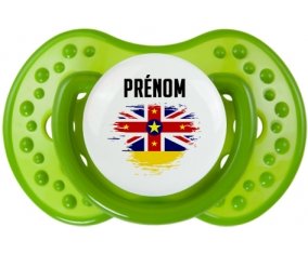 Drapeau effet pinceau Niue avec prénom Tétine LOVI Dynamic Vert classique