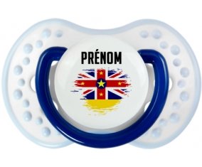 Drapeau effet pinceau Niue avec prénom Tétine LOVI Dynamic Marine-blanc-bleu classique