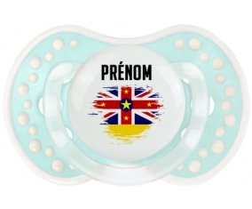 Drapeau effet pinceau Niue avec prénom Tétine LOVI Dynamic Retro-turquoise-lagon classique