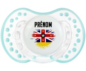 Drapeau effet pinceau Niue avec prénom Tétine LOVI Dynamic Retro-blanc-lagon classique