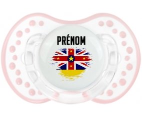 Drapeau effet pinceau Niue avec prénom Tétine LOVI Dynamic Retro-blanc-rose-tendre classique