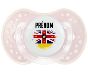 Drapeau effet pinceau Niue avec prénom Tétine LOVI Dynamic Retro-rose-tendre classique