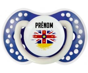Drapeau effet pinceau Niue avec prénom Tétine LOVI Dynamic Bleu-marine phosphorescente