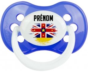 Drapeau effet pinceau Niue avec prénom : Sucette Anatomique personnalisée