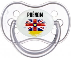 Drapeau effet pinceau Niue avec prénom Sucette Anatomique Transparente classique