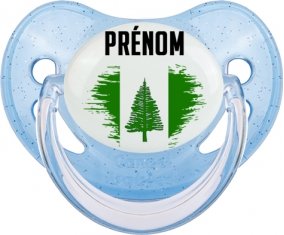 Drapeau effet pinceau l'ile de Norfolk avec prénom Sucette Physiologique Bleue à paillette