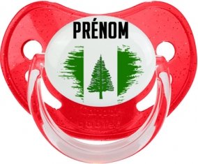 Drapeau effet pinceau l'ile de Norfolk avec prénom Sucette Physiologique Rouge à paillette