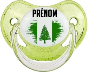 Drapeau effet pinceau l'ile de Norfolk avec prénom Sucette Physiologique Vert à paillette