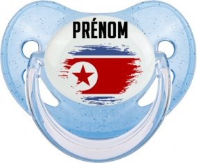 Drapeau effet pinceau Irlande du Nord avec prénom Sucette Physiologique Bleue à paillette