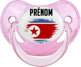 Drapeau effet pinceau Irlande du Nord avec prénom Sucette Physiologique Rose à paillette