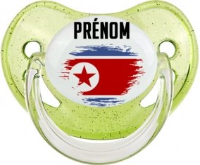 Drapeau effet pinceau Irlande du Nord avec prénom Sucette Physiologique Vert à paillette
