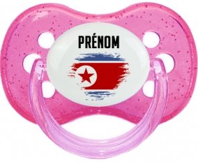 Drapeau effet pinceau Irlande du Nord avec prénom Tétine Cerise Rose à paillette