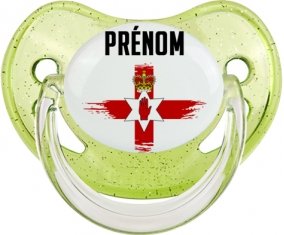 Drapeau effet pinceau Îles Mariannes du Nord avec prénom Tétine Physiologique Vert à paillette