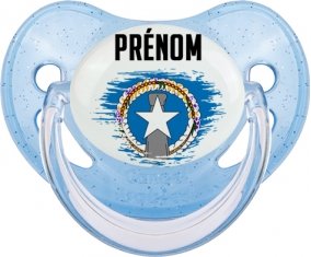 Drapeau effet pinceau Corée du Nord avec prénom Sucete Physiologique Bleue à paillette