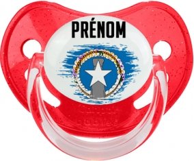 Drapeau effet pinceau Corée du Nord avec prénom Sucete Physiologique Rouge à paillette