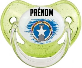 Drapeau effet pinceau Corée du Nord avec prénom Sucete Physiologique Vert à paillette