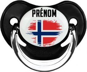 Drapeau effet pinceau Norvège avec prénom Sucette Physiologique Noir classique