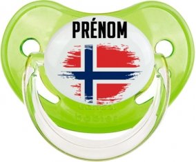 Drapeau effet pinceau Norvège avec prénom Sucette Physiologique Vert classique