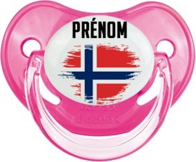 Drapeau effet pinceau Norvège avec prénom Sucette Physiologique Rose classique