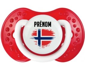 Drapeau effet pinceau Norvège avec prénom Sucette LOVI Dynamic Blanc-rouge classique