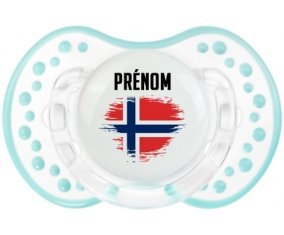 Drapeau effet pinceau Norvège avec prénom Sucette LOVI Dynamic Retro-blanc-lagon classique