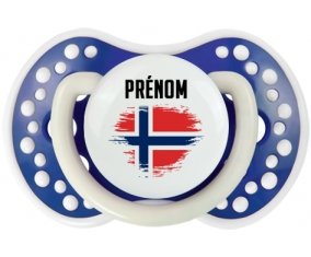 Drapeau effet pinceau Norvège avec prénom Sucette LOVI Dynamic Bleu-marine phosphorescente