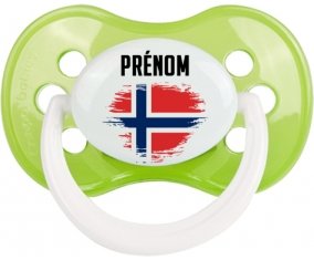 Drapeau effet pinceau Norvège avec prénom Tétine Anatomique Vert classique