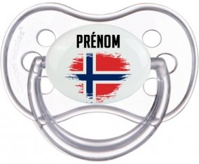 Drapeau effet pinceau Norvège avec prénom Tétine Anatomique Transparente classique