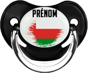 Drapeau effet pinceau Oman avec prénom Sucette Physiologique Noir classique