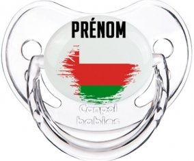 Drapeau effet pinceau Oman avec prénom Sucette Physiologique Transparent classique