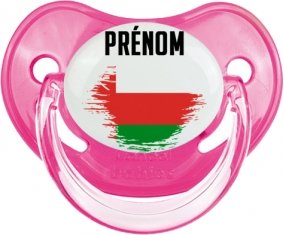 Drapeau effet pinceau Oman avec prénom Sucette Physiologique Rose classique