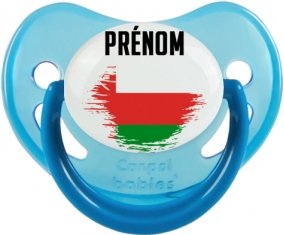 Drapeau effet pinceau Oman avec prénom Sucette Physiologique Bleue phosphorescente