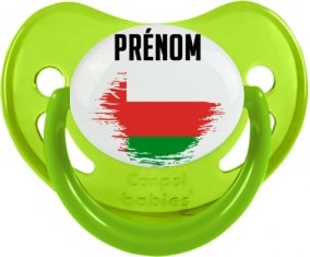 Drapeau effet pinceau Oman avec prénom Sucette Physiologique Vert phosphorescente