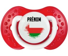 Drapeau effet pinceau Oman avec prénom Sucette LOVI Dynamic Blanc-rouge classique
