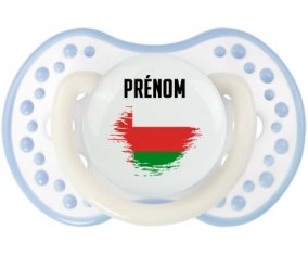 Drapeau effet pinceau Oman avec prénom Sucette LOVI Dynamic Blanc-cyan classique