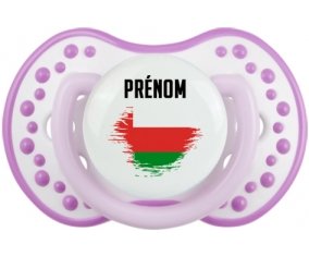Drapeau effet pinceau Oman avec prénom Sucette LOVI Dynamic Blanc-mauve classique