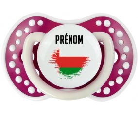 Drapeau effet pinceau Oman avec prénom Sucette LOVI Dynamic Fuchsia phosphorescente