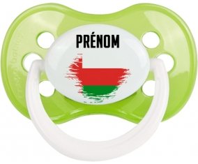Drapeau effet pinceau Oman avec prénom Sucette Anatomique Vert classique