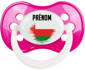 Drapeau effet pinceau Oman avec prénom Sucette Anatomique Rose foncé classique