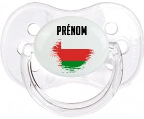Drapeau effet pinceau Oman avec prénom Tétine Cerise Transparent classique