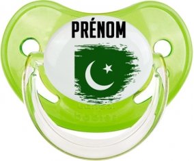 Drapeau effet pinceau Pakistan avec prénom Tétine Physiologique Vert classique