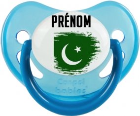Drapeau effet pinceau Pakistan avec prénom Tétine Physiologique Bleue phosphorescente
