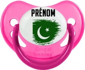 Drapeau effet pinceau Pakistan avec prénom Tétine Physiologique Rose phosphorescente